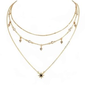 Star Charm Layered Chain Necklace Gold